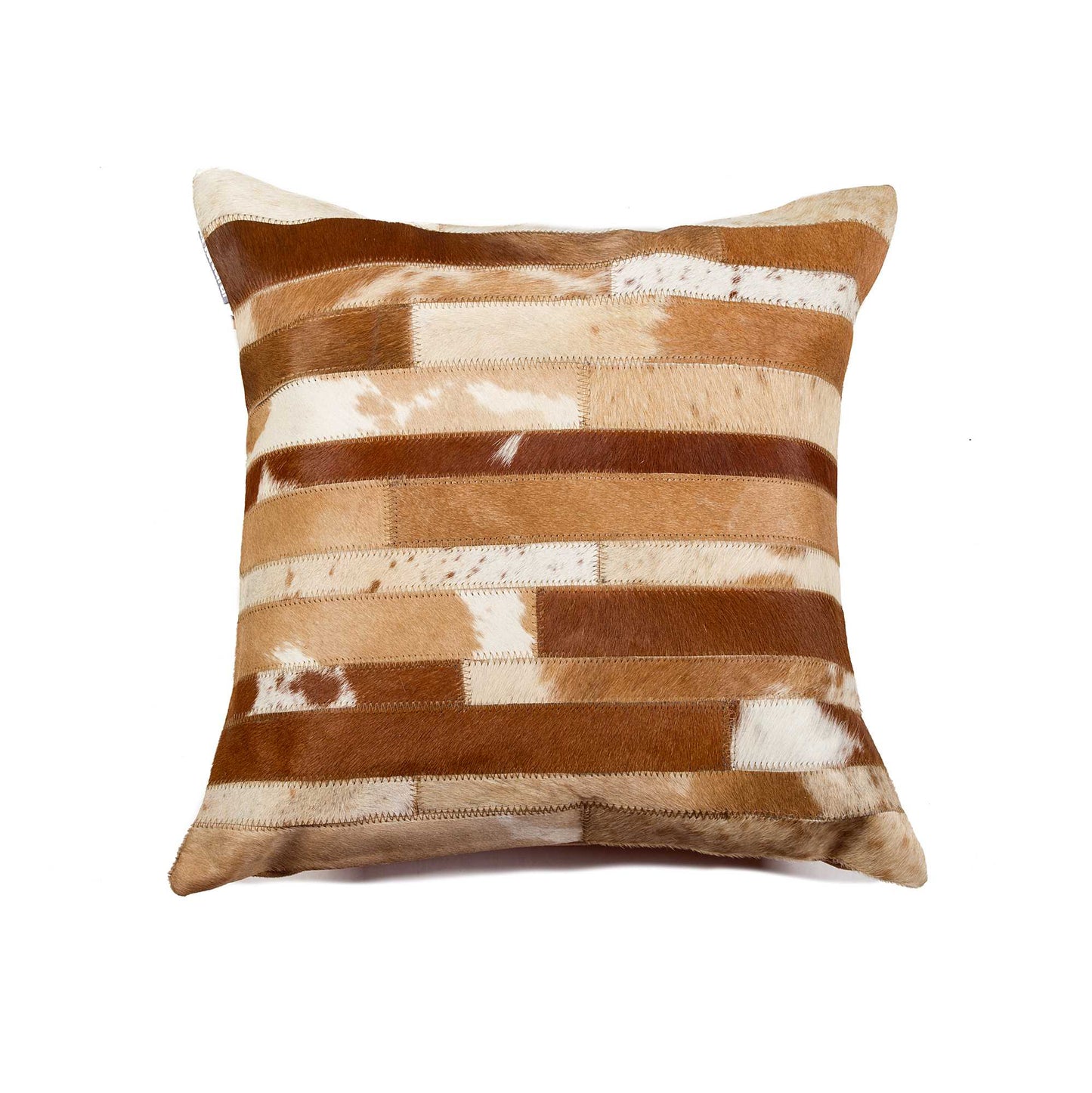 18" Brown and White Cowhide Throw Pillow-0