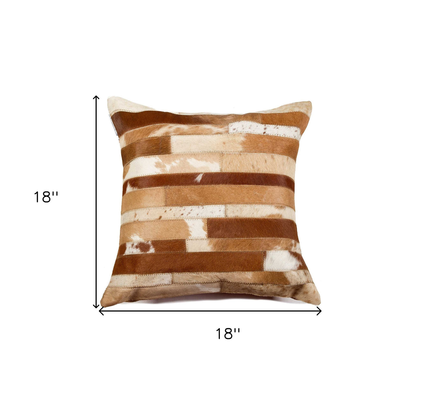 18" Brown and White Cowhide Throw Pillow-5
