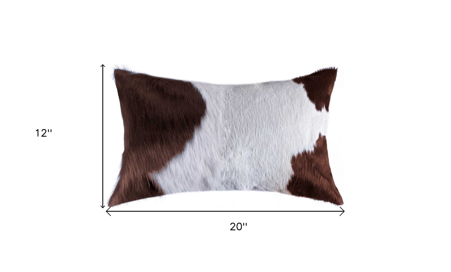 12" X 20" Brown and White Cowhide Throw Pillow-5