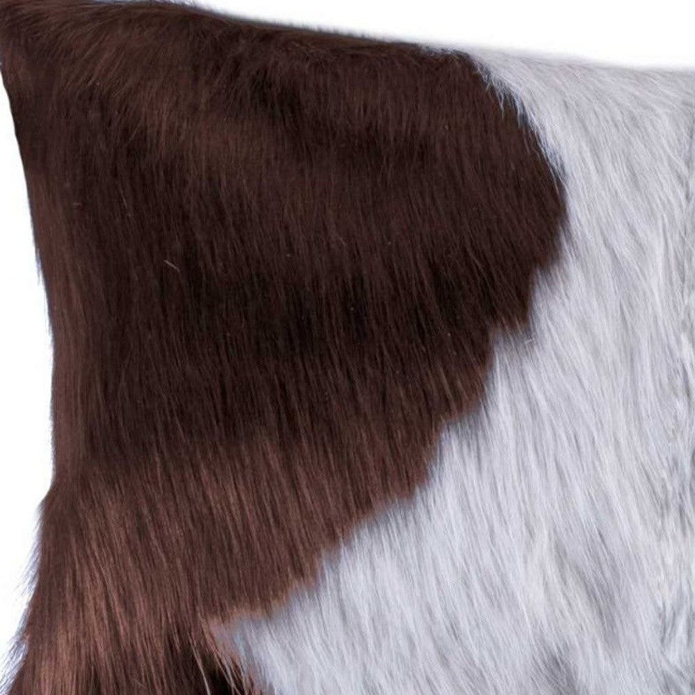 12" X 20" Brown and White Cowhide Throw Pillow-3