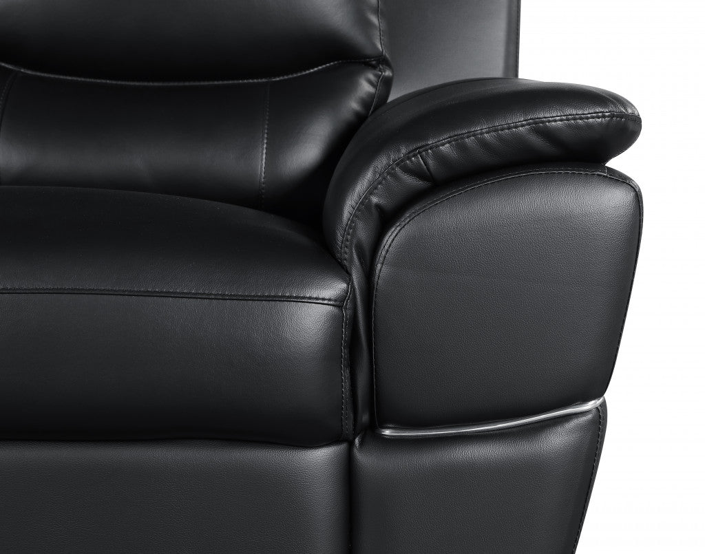 85" Black Leather Sofa With Silver Legs-4