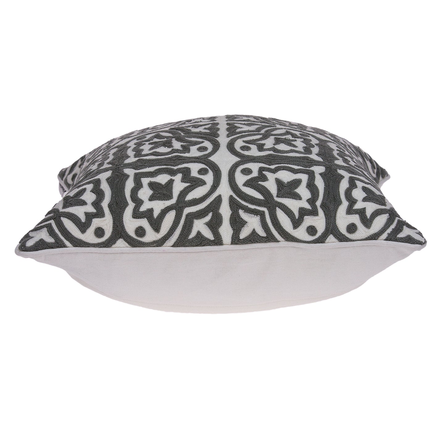 20" X 7" X 20" Traditional Gray And White Cotton Pillow Cover With Poly Insert-2