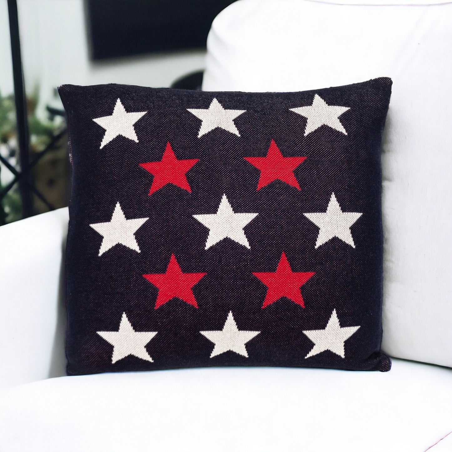 20" Black and White Cotton Throw Pillow-0
