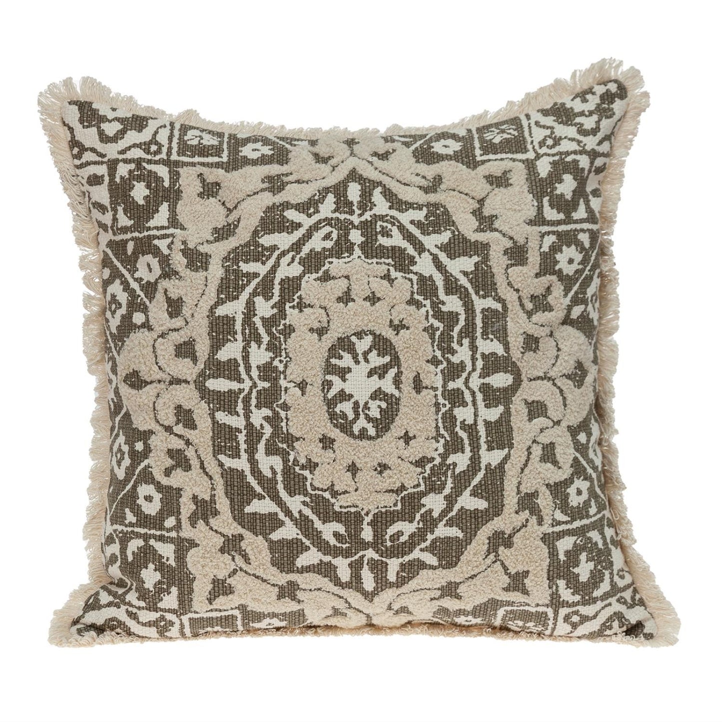 Boho Garland Beige and Dark Brown Decorative Accent Pillow-0