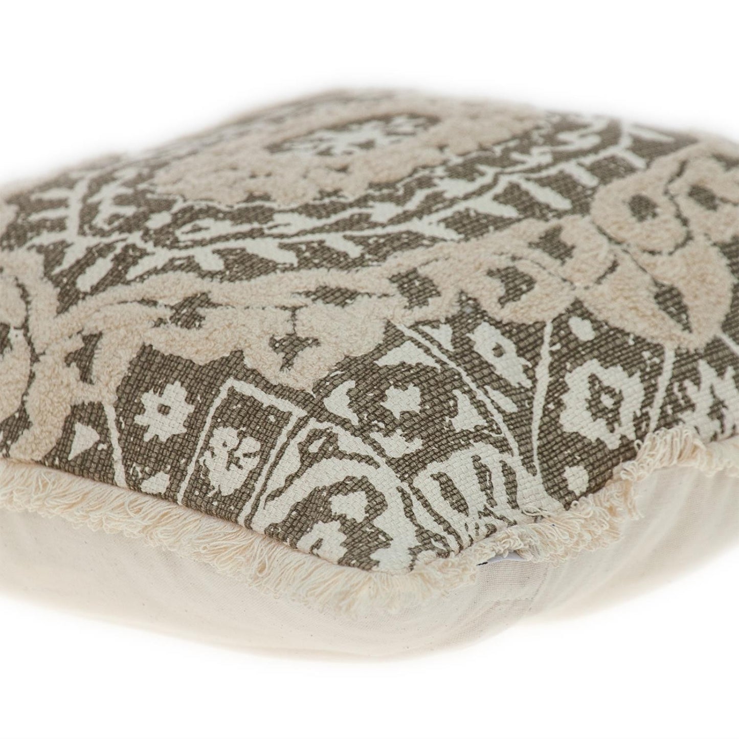 Boho Garland Beige and Dark Brown Decorative Accent Pillow-5