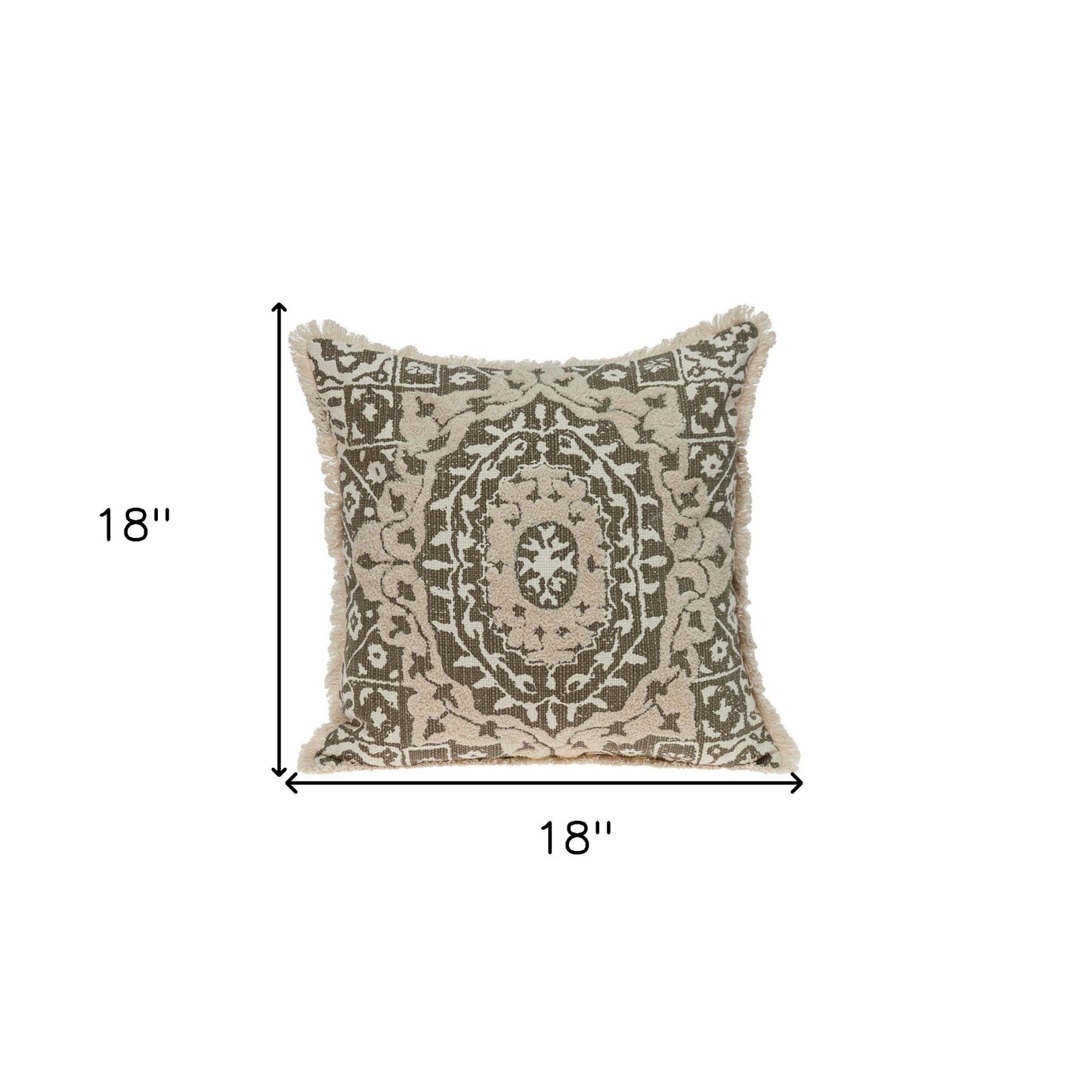 Boho Garland Beige and Dark Brown Decorative Accent Pillow-2