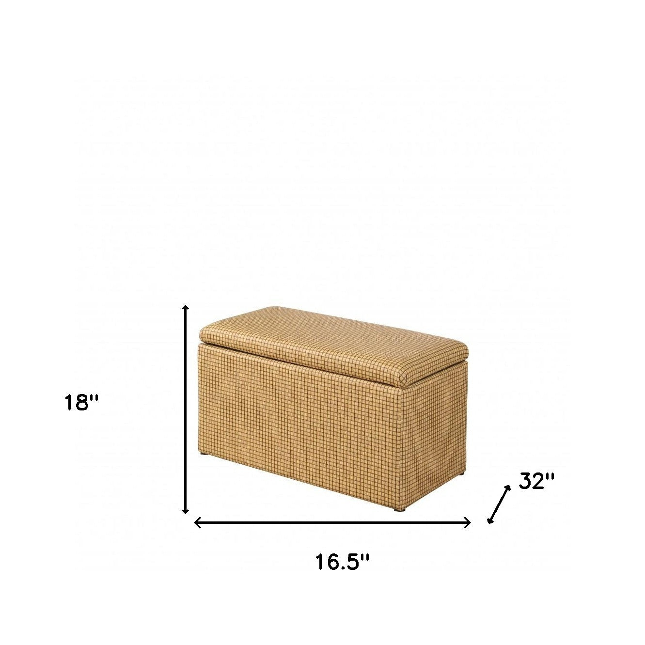 17" Yellow and Brown Upholstered Faux Leather Bench with Flip top-7