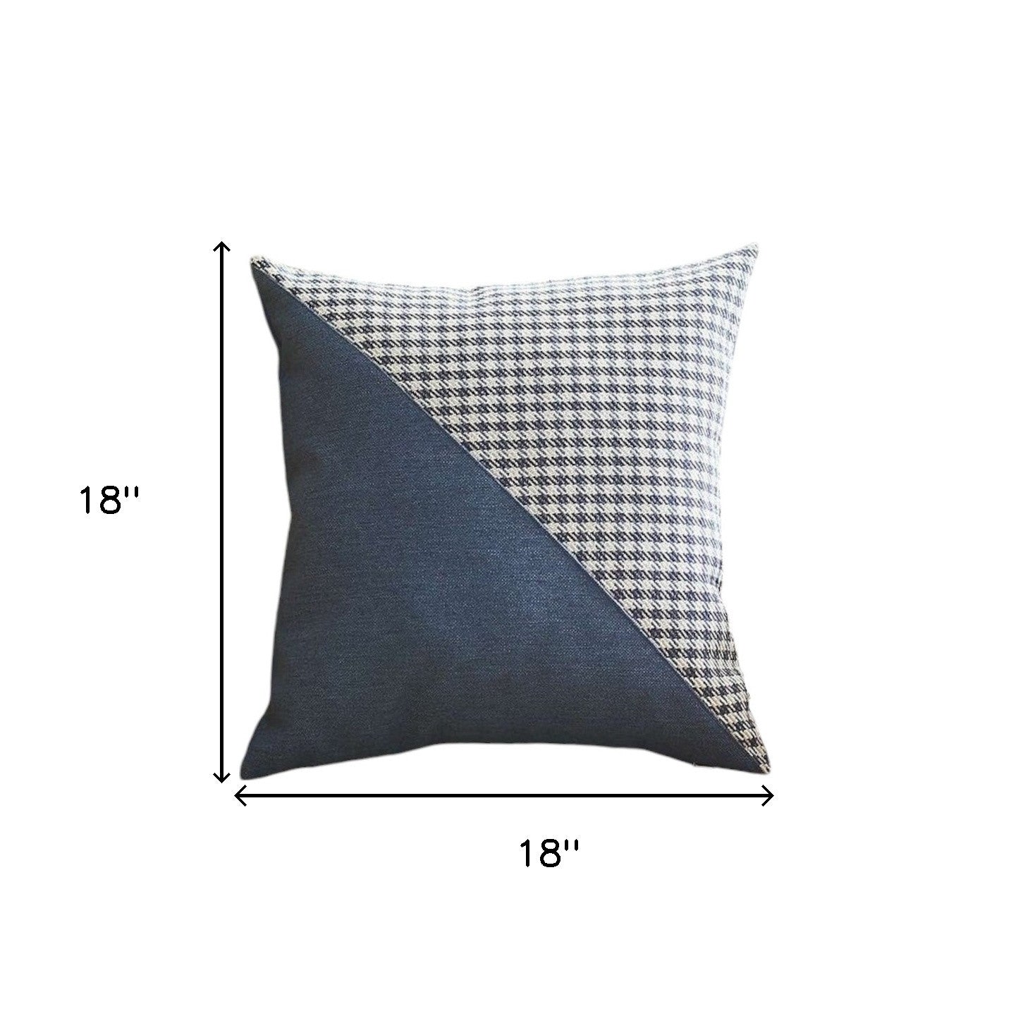 Set of Four 18" Blue and White Houndstooth Fabric Throw Pillows-3