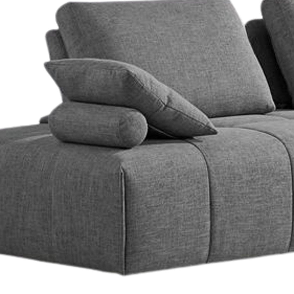 Gray Polyester Modular L Shaped Two Piece Sofa and Chaise Sectional And Toss Pillows-3