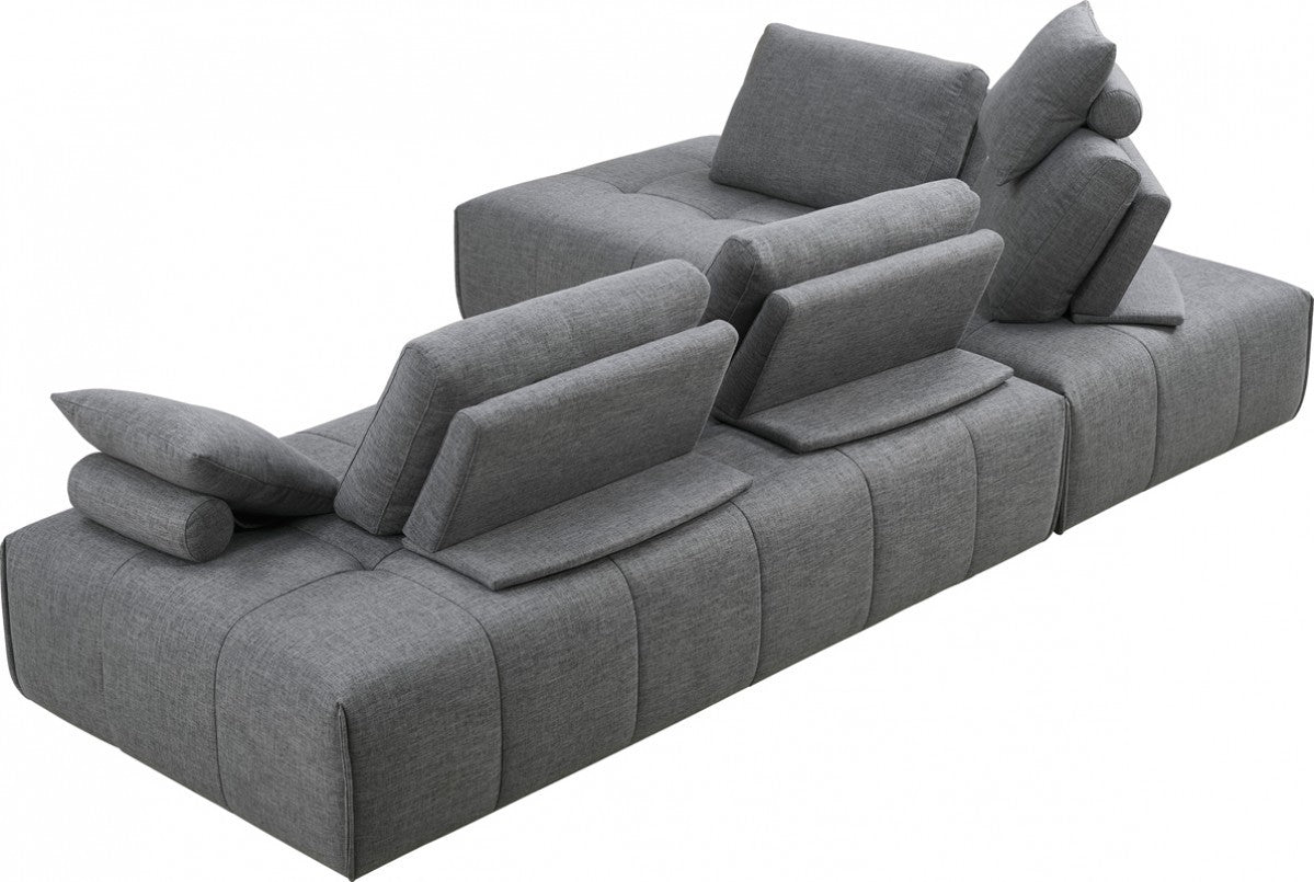 Gray Polyester Modular L Shaped Two Piece Sofa and Chaise Sectional And Toss Pillows-1