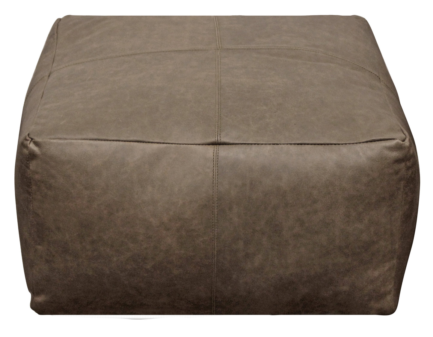 22" Gray Brown Distressed Leather Pouf Ottoman-3