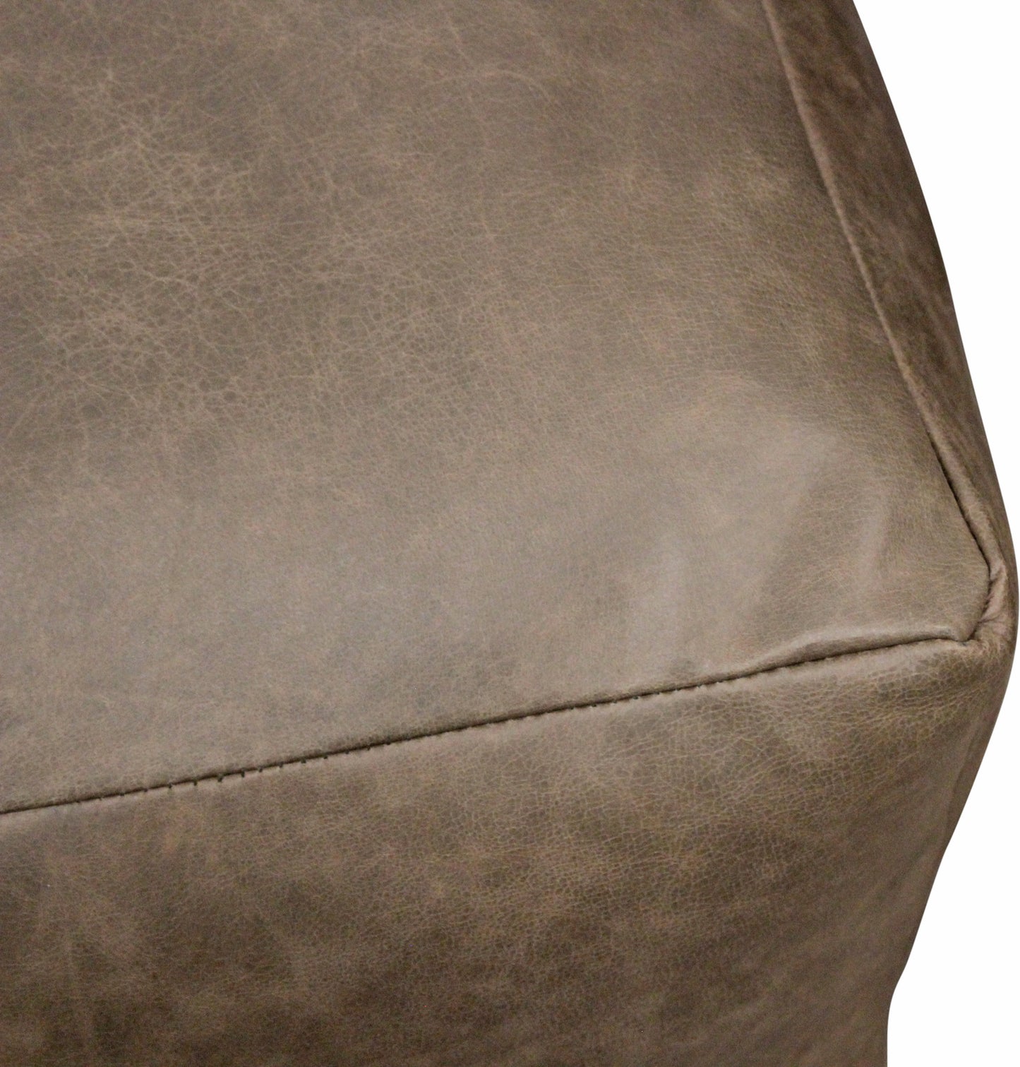 22" Gray Brown Distressed Leather Pouf Ottoman-6