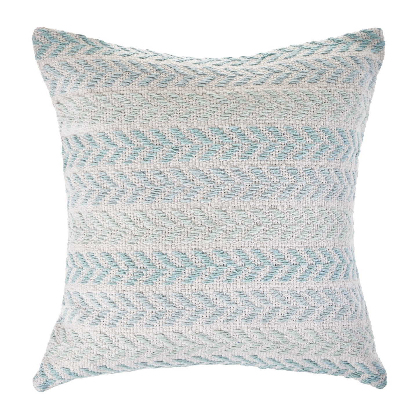 18" Light Blue And White Chevron Cotton Throw Pillow-1