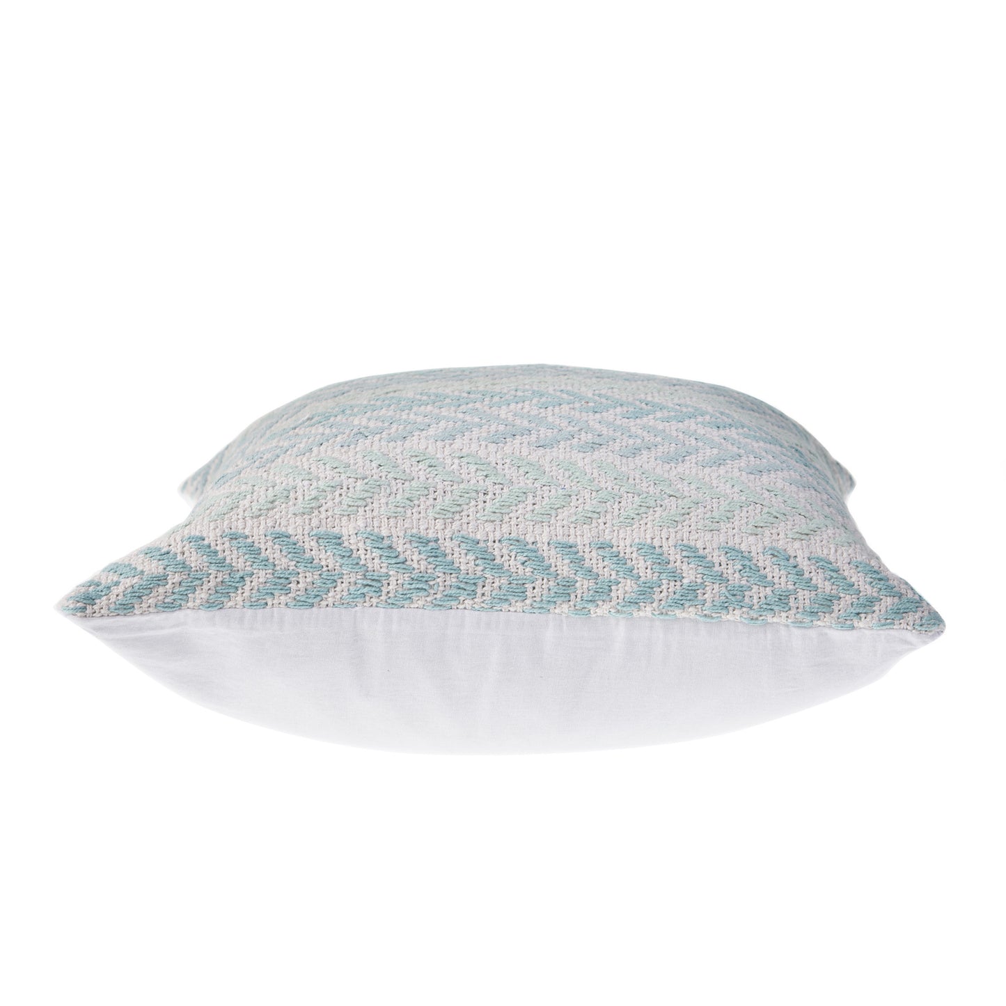 18" Light Blue And White Chevron Cotton Throw Pillow-3