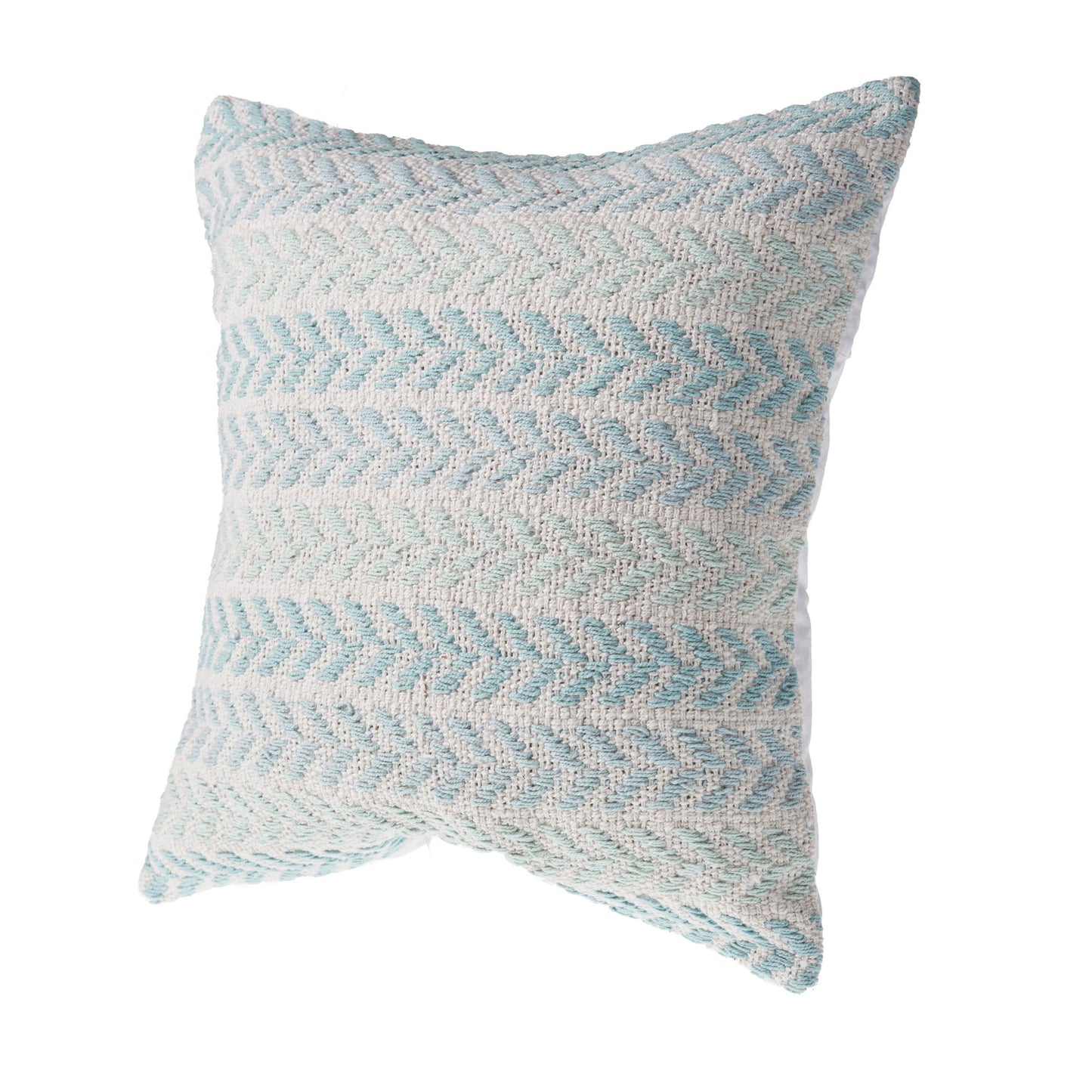 18" Light Blue And White Chevron Cotton Throw Pillow-4
