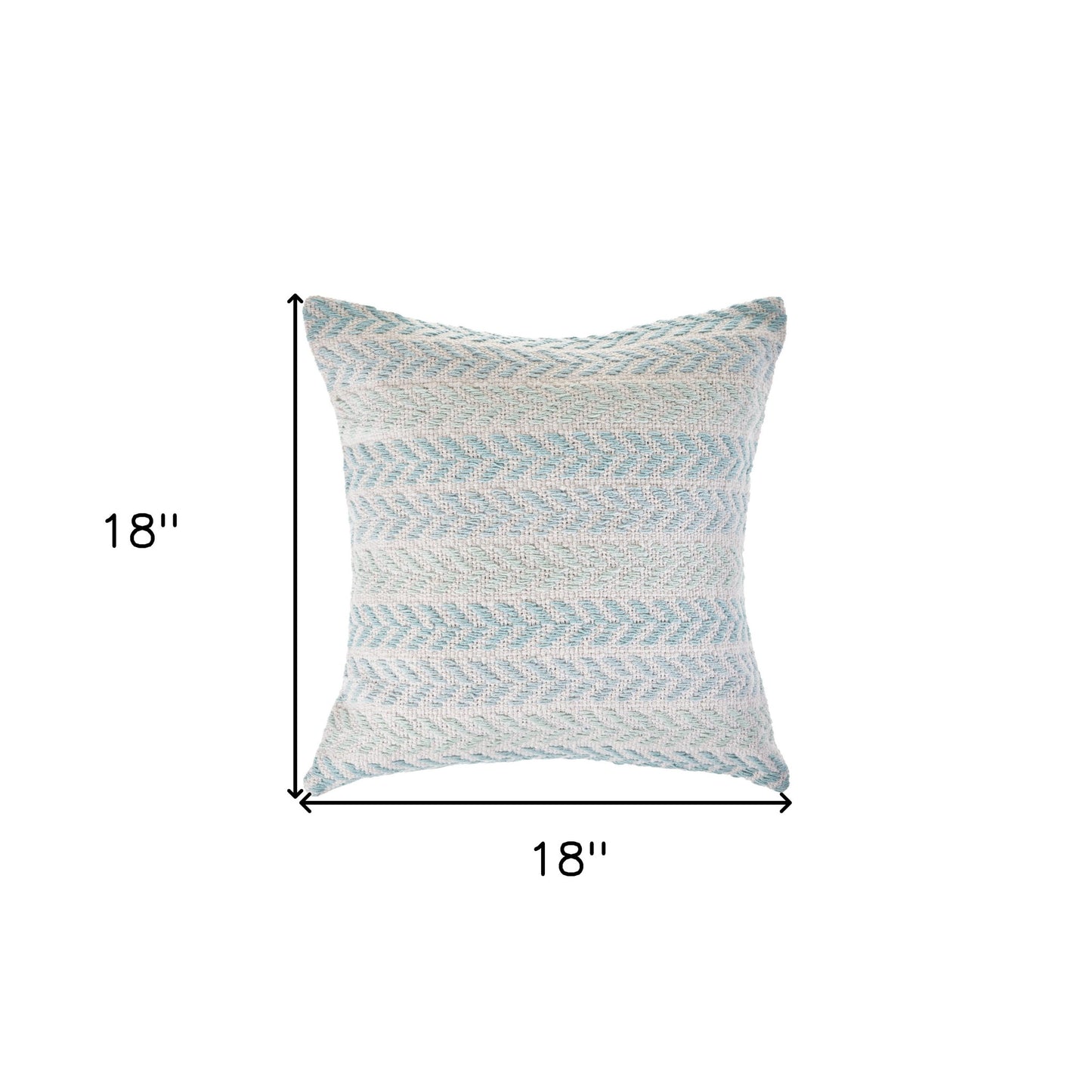 18" Light Blue And White Chevron Cotton Throw Pillow-5