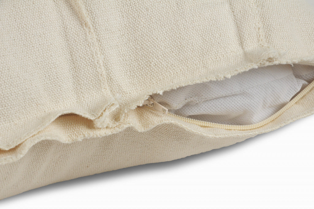 20" Beige Cotton Throw Pillow-6