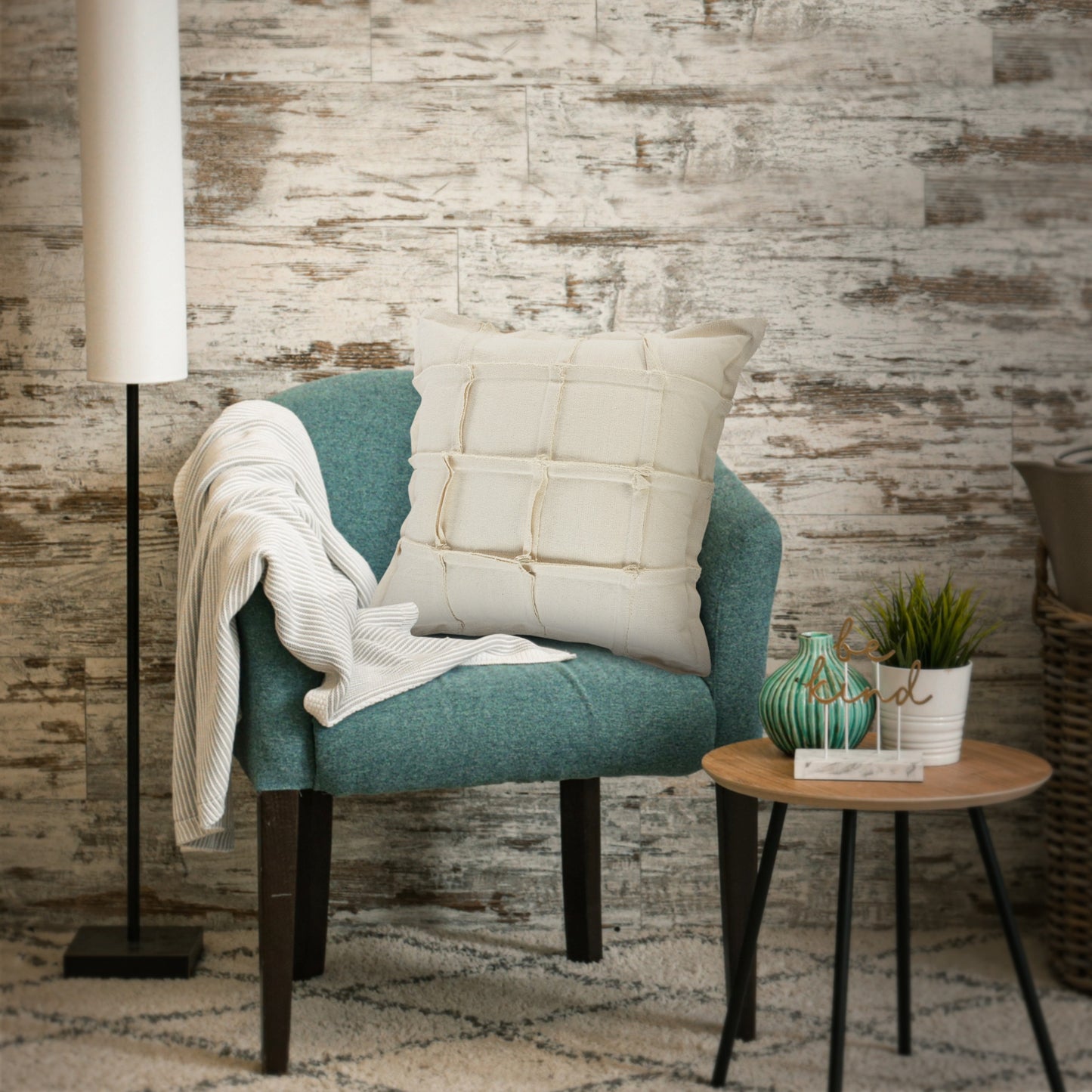 20" Beige Cotton Throw Pillow-7