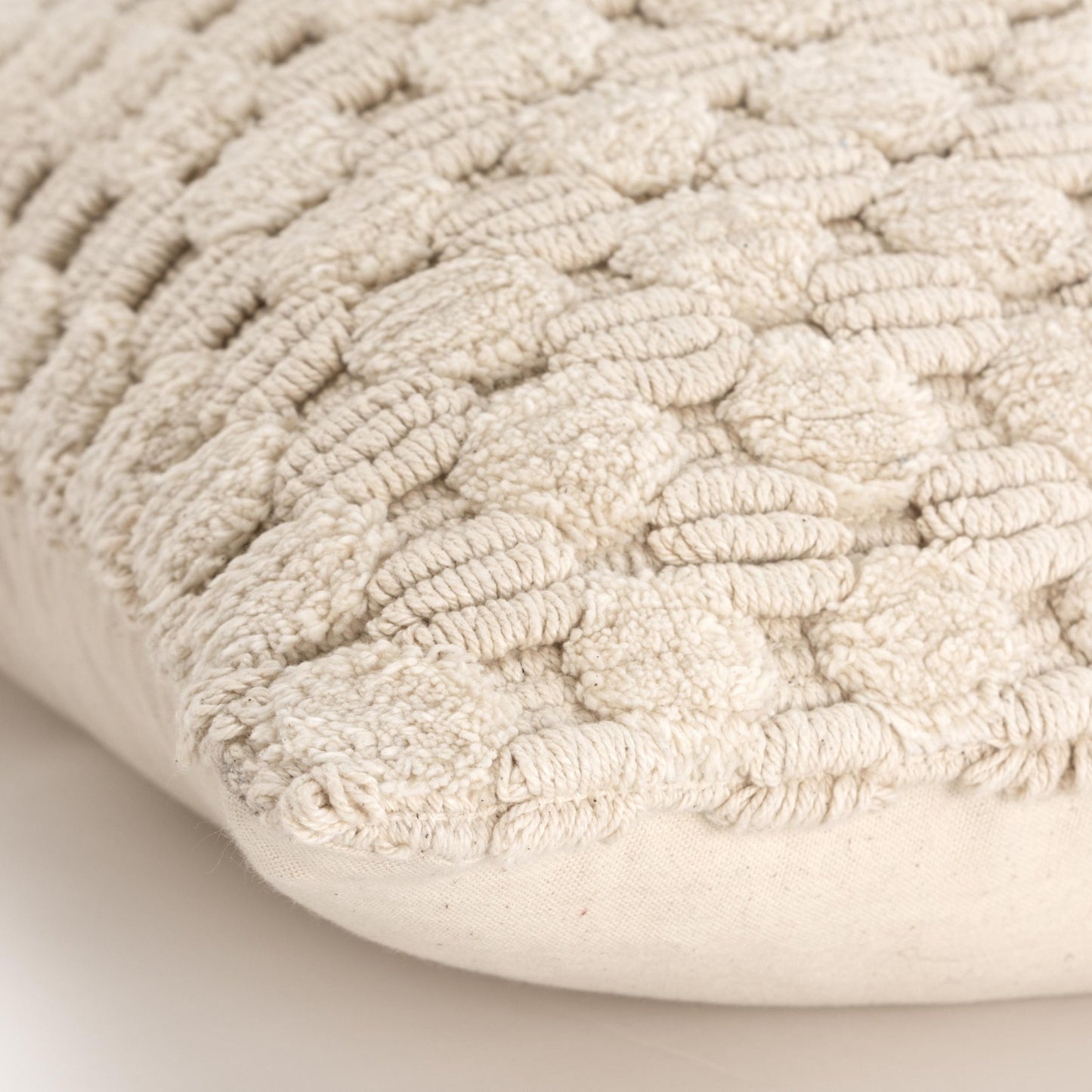 20" Ivory Cotton Throw Pillow With Texture-6
