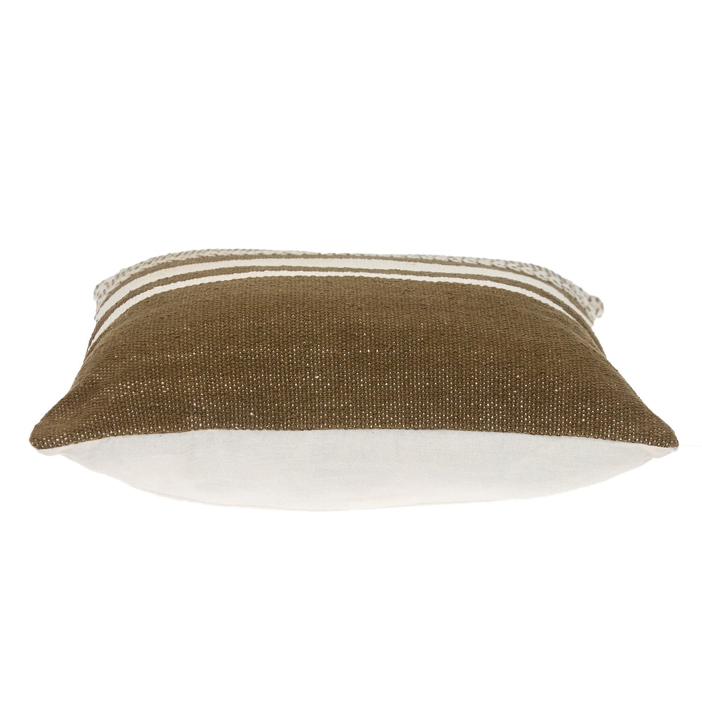 18" Brown And White Cotton Striped Throw Pillow-3