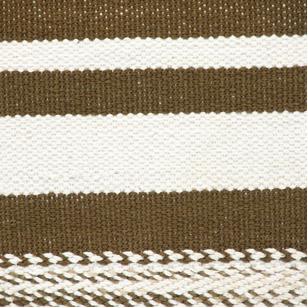18" Brown And White Cotton Striped Throw Pillow-5