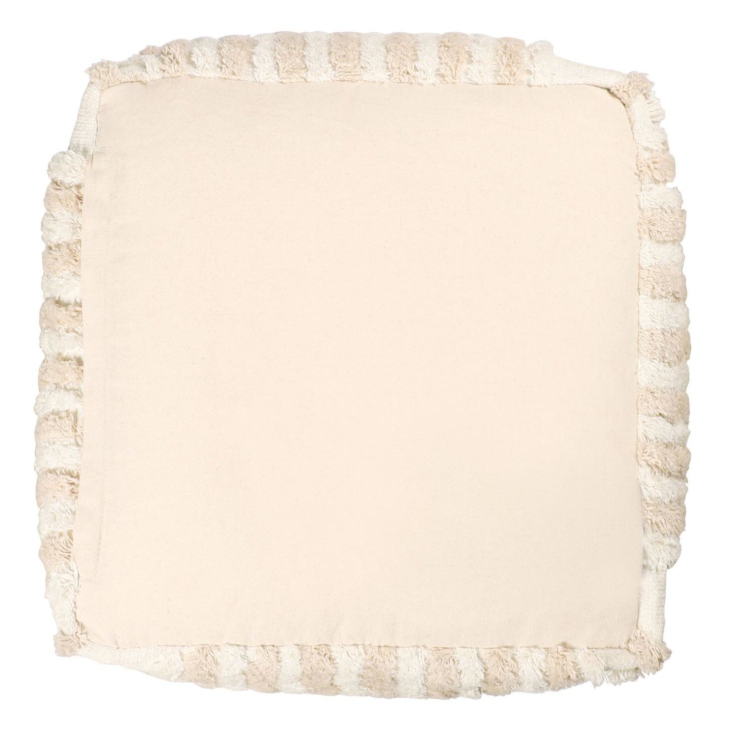 18" Beige Cotton Cube Striped Pouf Ottoman-4