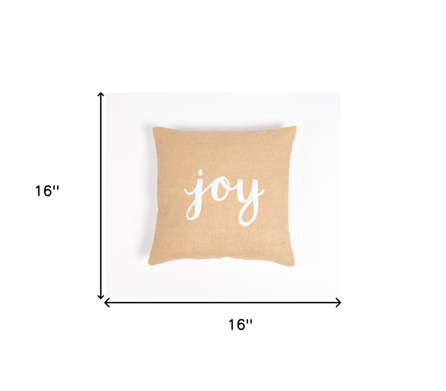 16" Beige and White Jute Throw Pillow Cover With Embroidery-4
