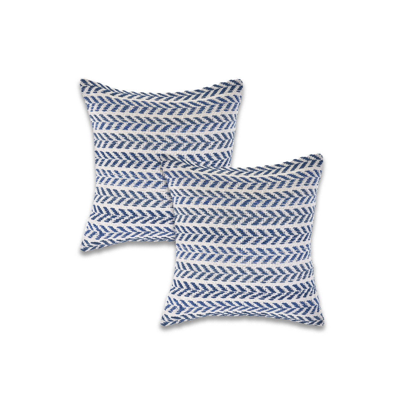 Set of Two 18" X 18" Blue Beach Chevron Cotton Zippered Pillow-5