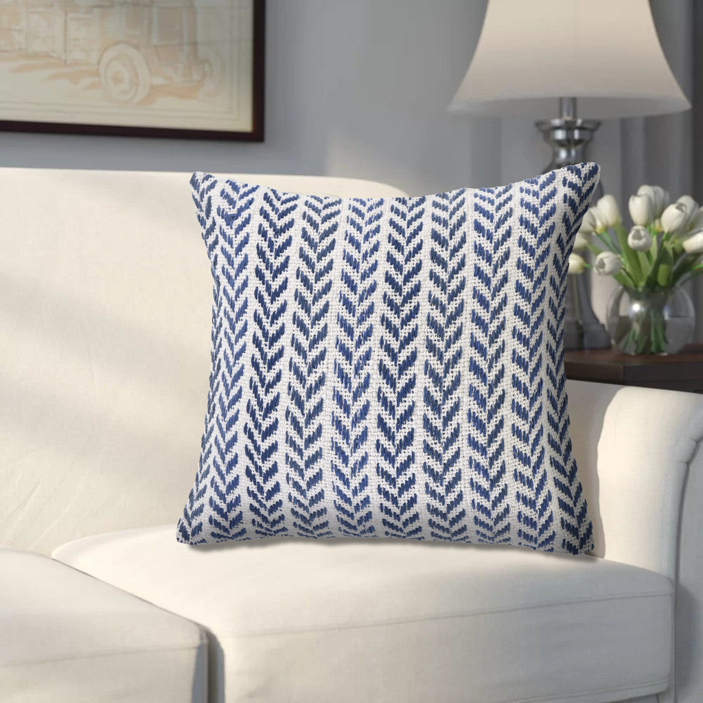 Set of Two 18" X 18" Blue Beach Chevron Cotton Zippered Pillow-6