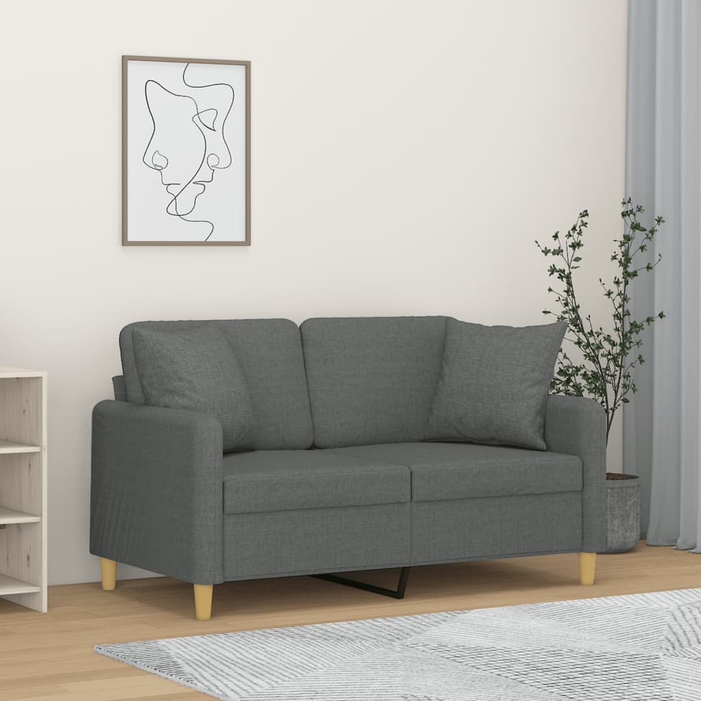 vidaXL 2-Seater Sofa with Throw Pillows Accent Loveseat for Living Room Fabric-4