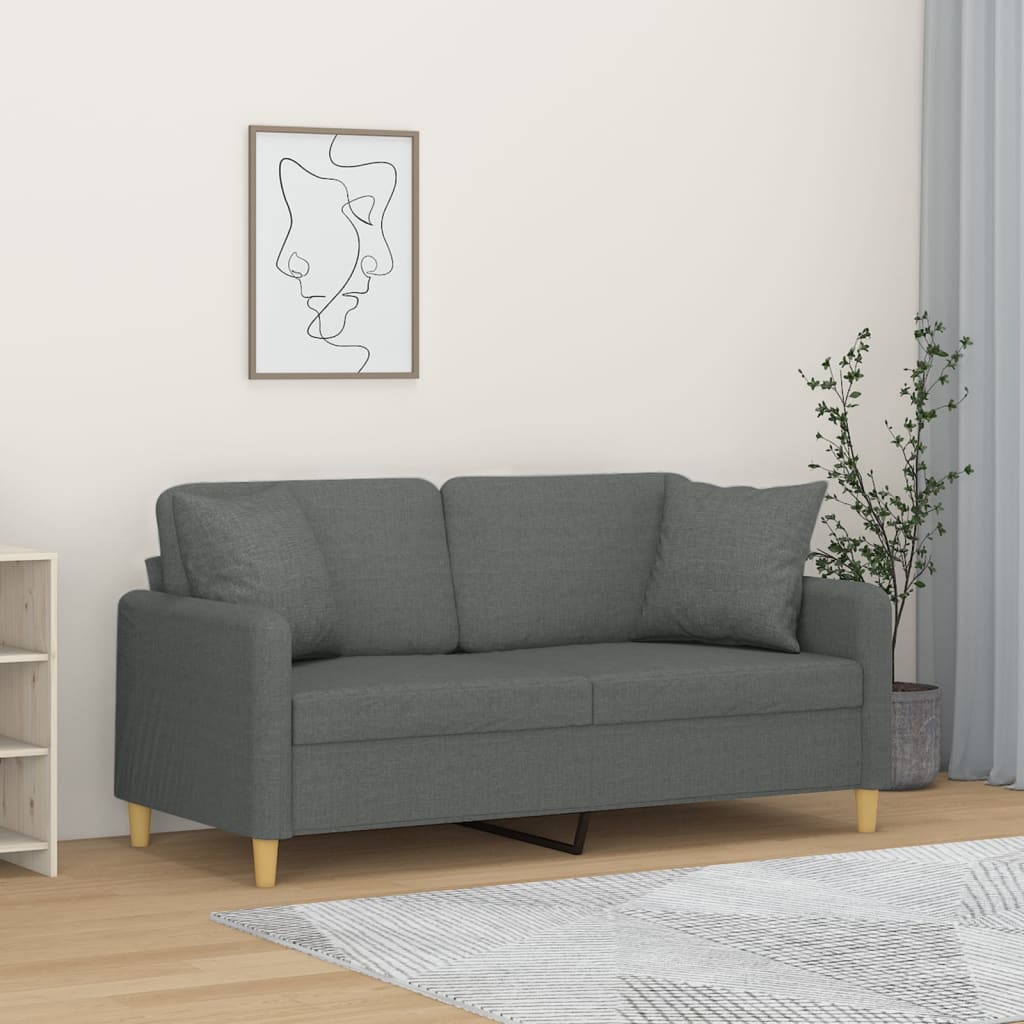 vidaXL 2-Seater Sofa with Throw Pillows Accent Loveseat for Living Room Fabric-5