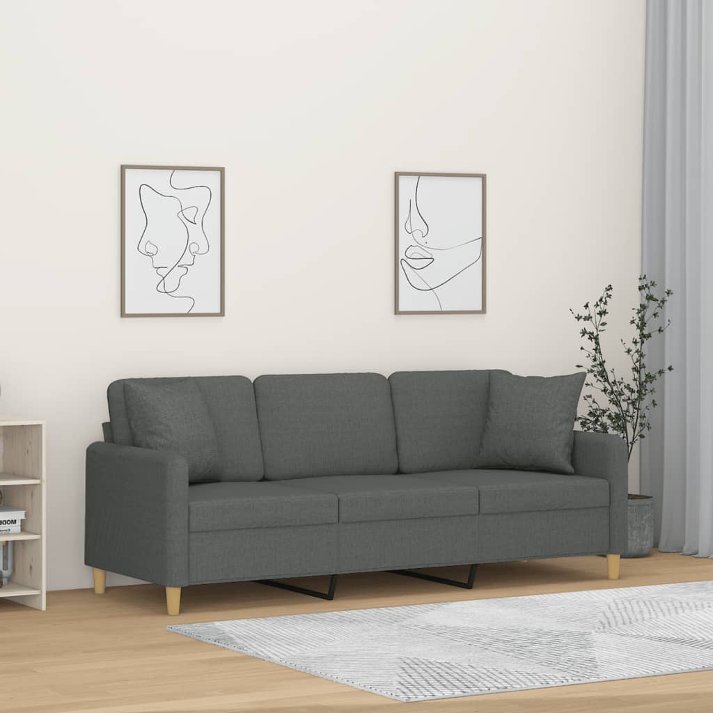 vidaXL 2-Seater Sofa with Throw Pillows Accent Loveseat for Living Room Fabric-6