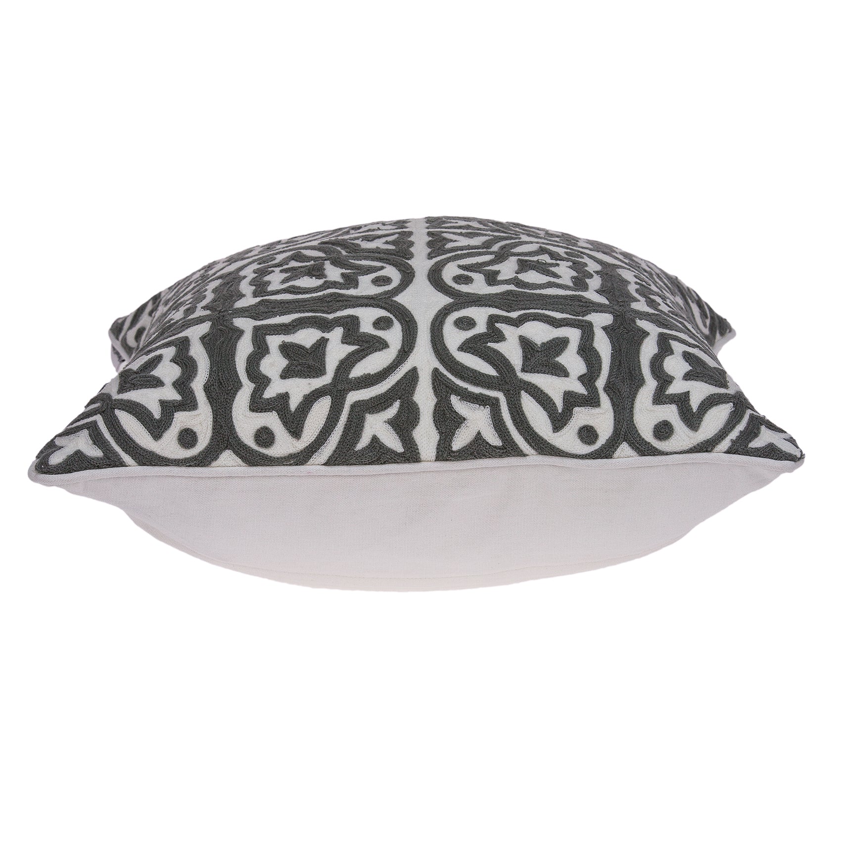 20" X 7" X 20" Traditional Gray And White Cotton Pillow Cover With Poly Insert-2