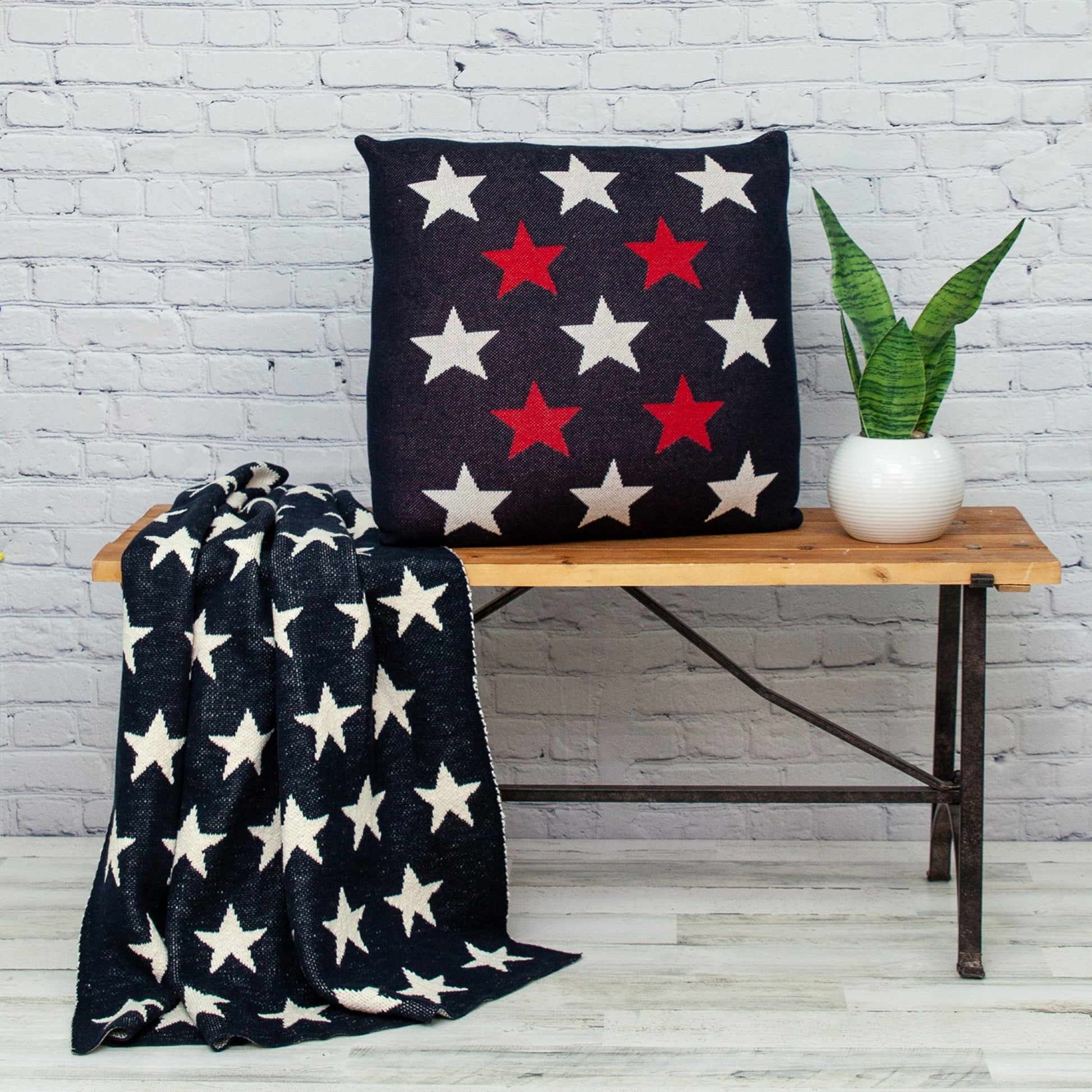 20" Black and White Cotton Throw Pillow-7
