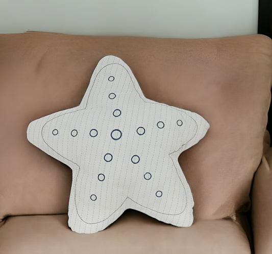 Set of Two 12" X 12" White Star Starfish Coastal Throw Pillow-0