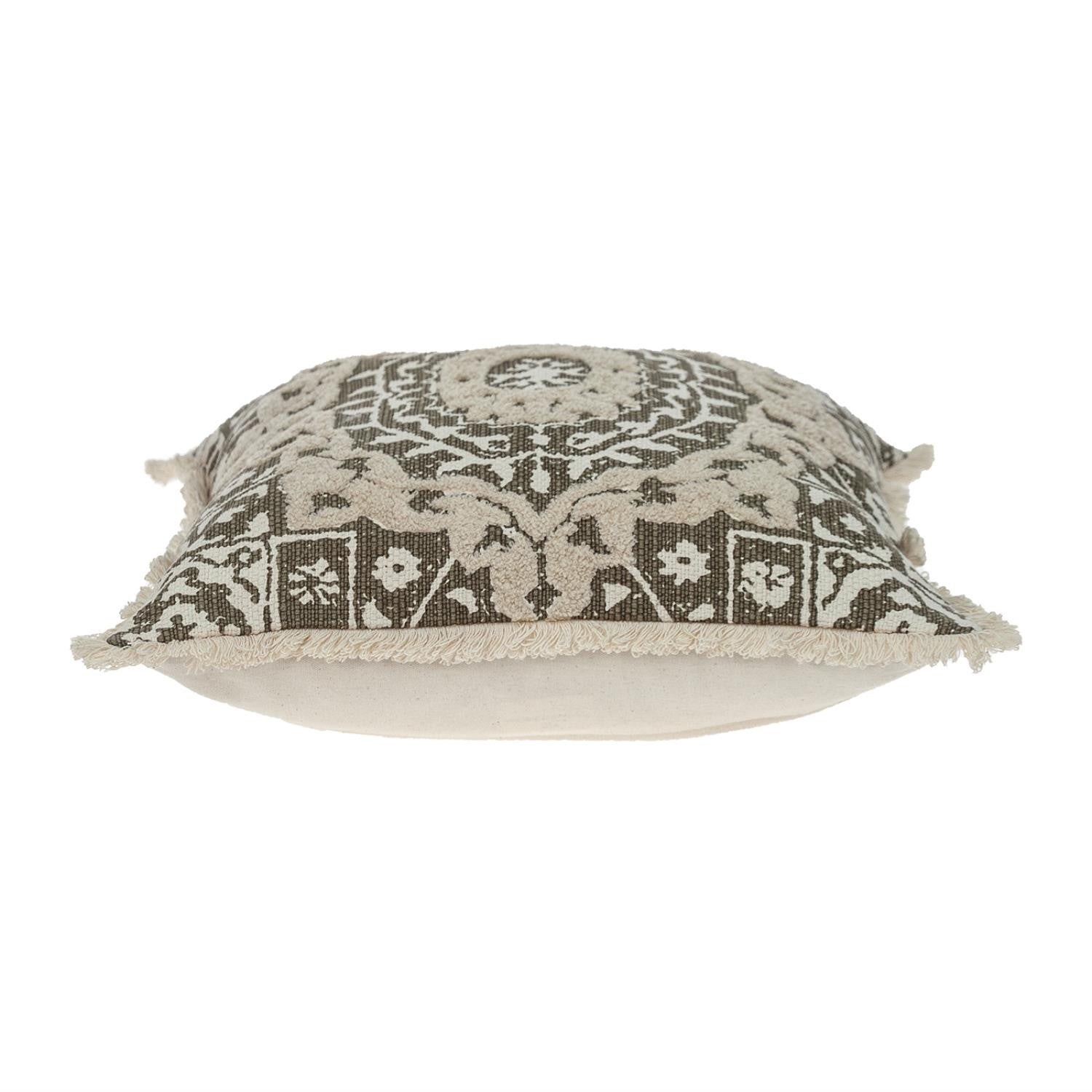 Boho Garland Beige and Dark Brown Decorative Accent Pillow-4
