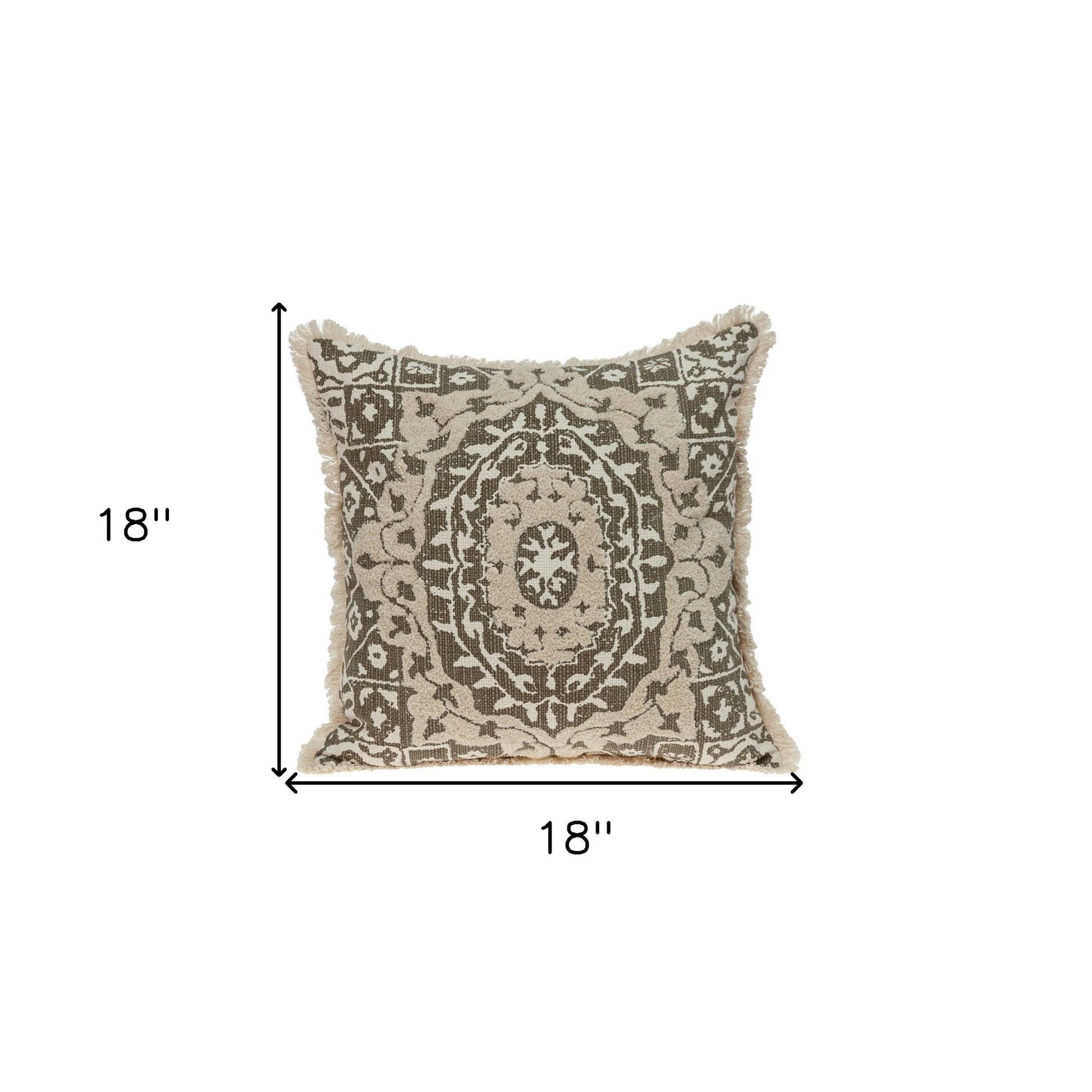 Boho Garland Beige and Dark Brown Decorative Accent Pillow-2