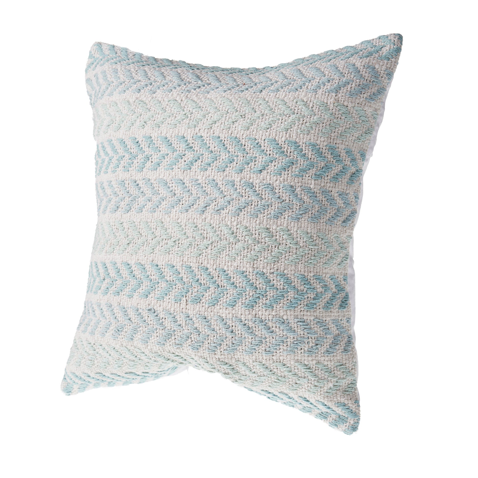 18" Light Blue And White Chevron Cotton Throw Pillow-4