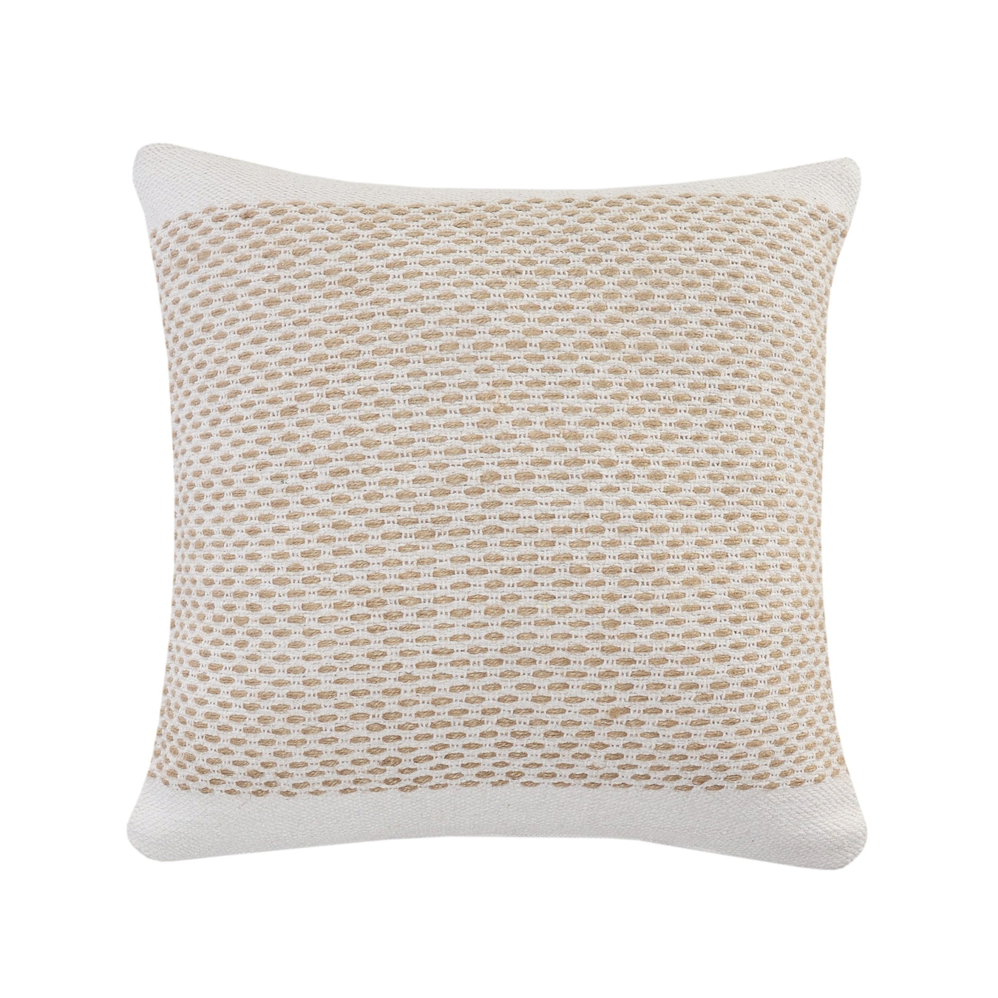 20" Ivory And Natural Cotton Geometric Throw Pillow-1