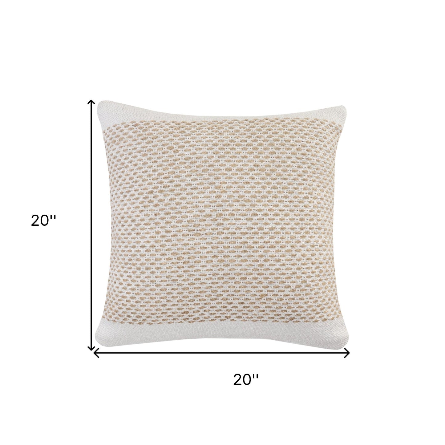 20" Ivory And Natural Cotton Geometric Throw Pillow-6