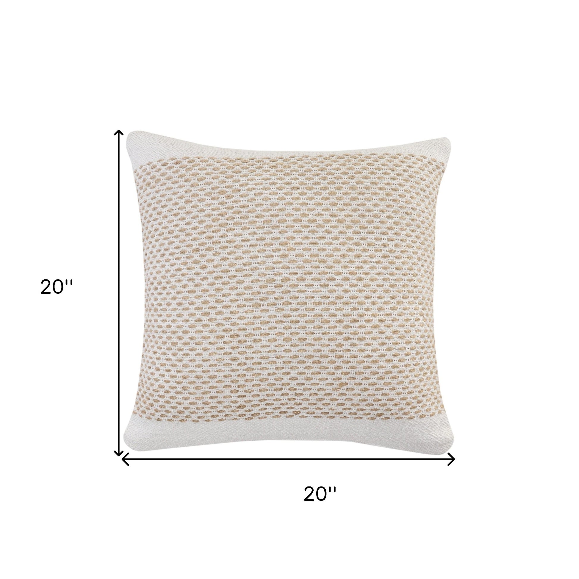 20" Ivory And Natural Cotton Geometric Throw Pillow-6