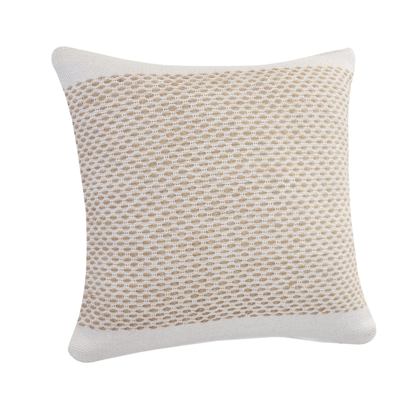 20" Ivory And Natural Cotton Geometric Throw Pillow-2