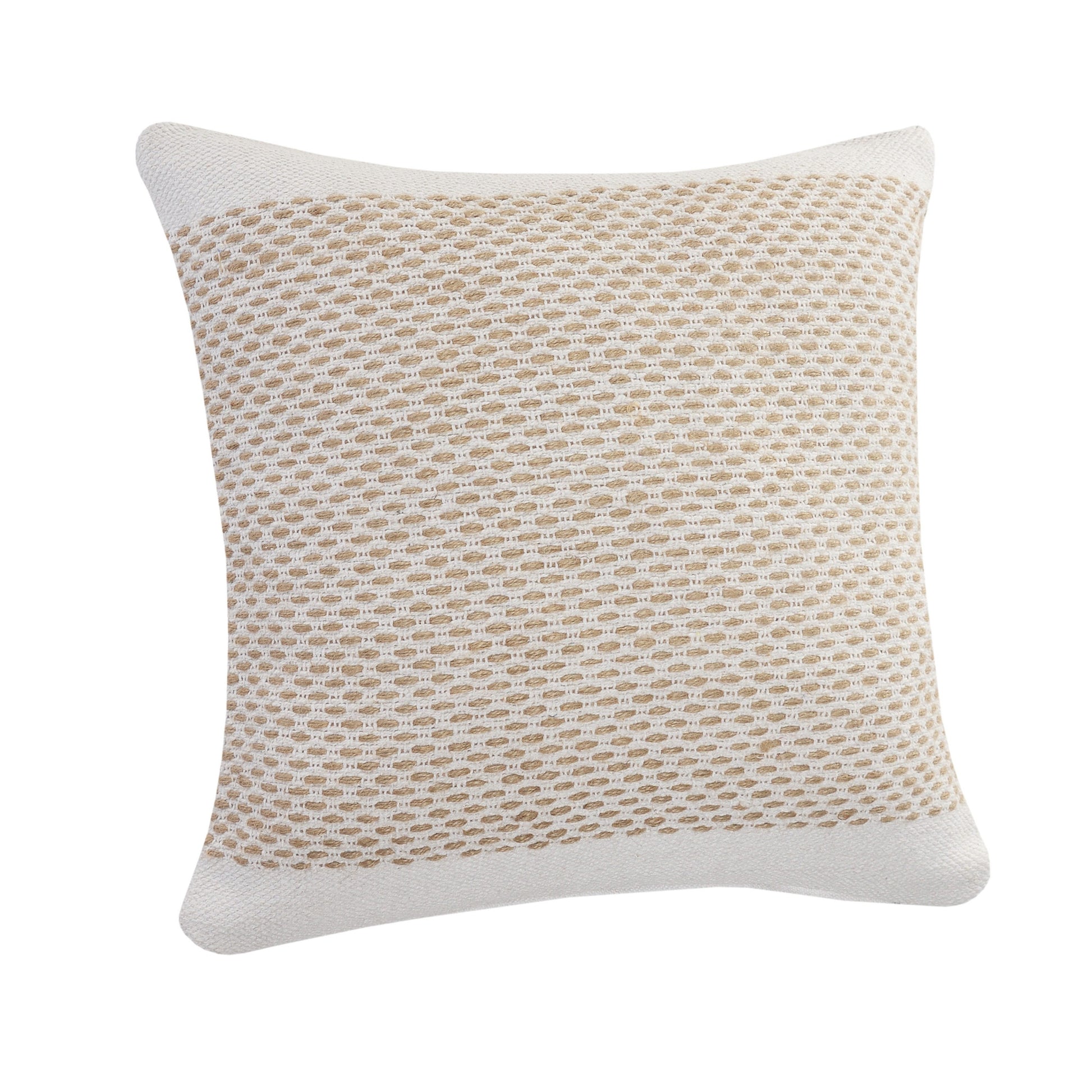 20" Ivory And Natural Cotton Geometric Throw Pillow-2