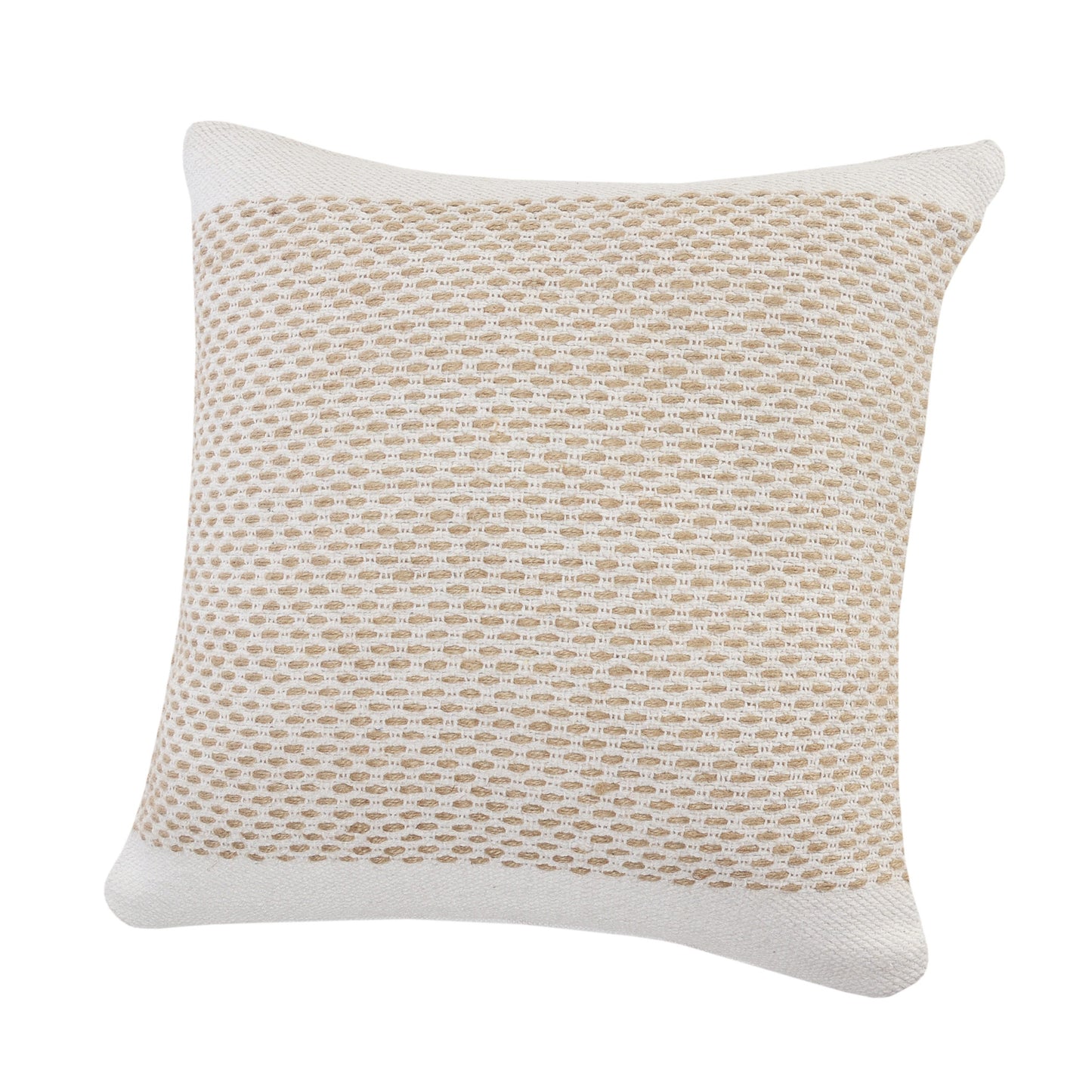 20" Ivory And Natural Cotton Geometric Throw Pillow-3