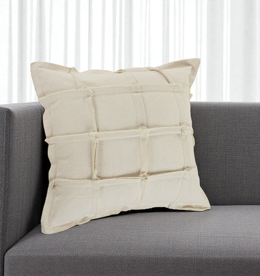 20" Beige Cotton Throw Pillow-0