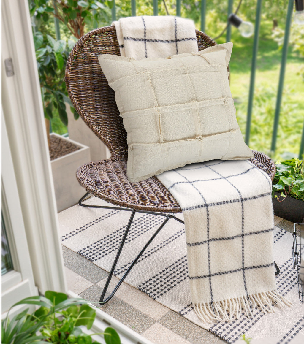 20" Beige Cotton Throw Pillow-8