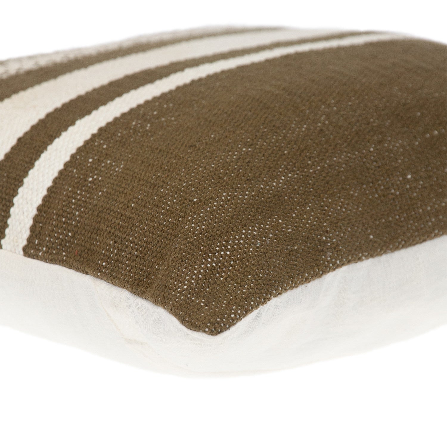 18" Brown And White Cotton Striped Throw Pillow-4