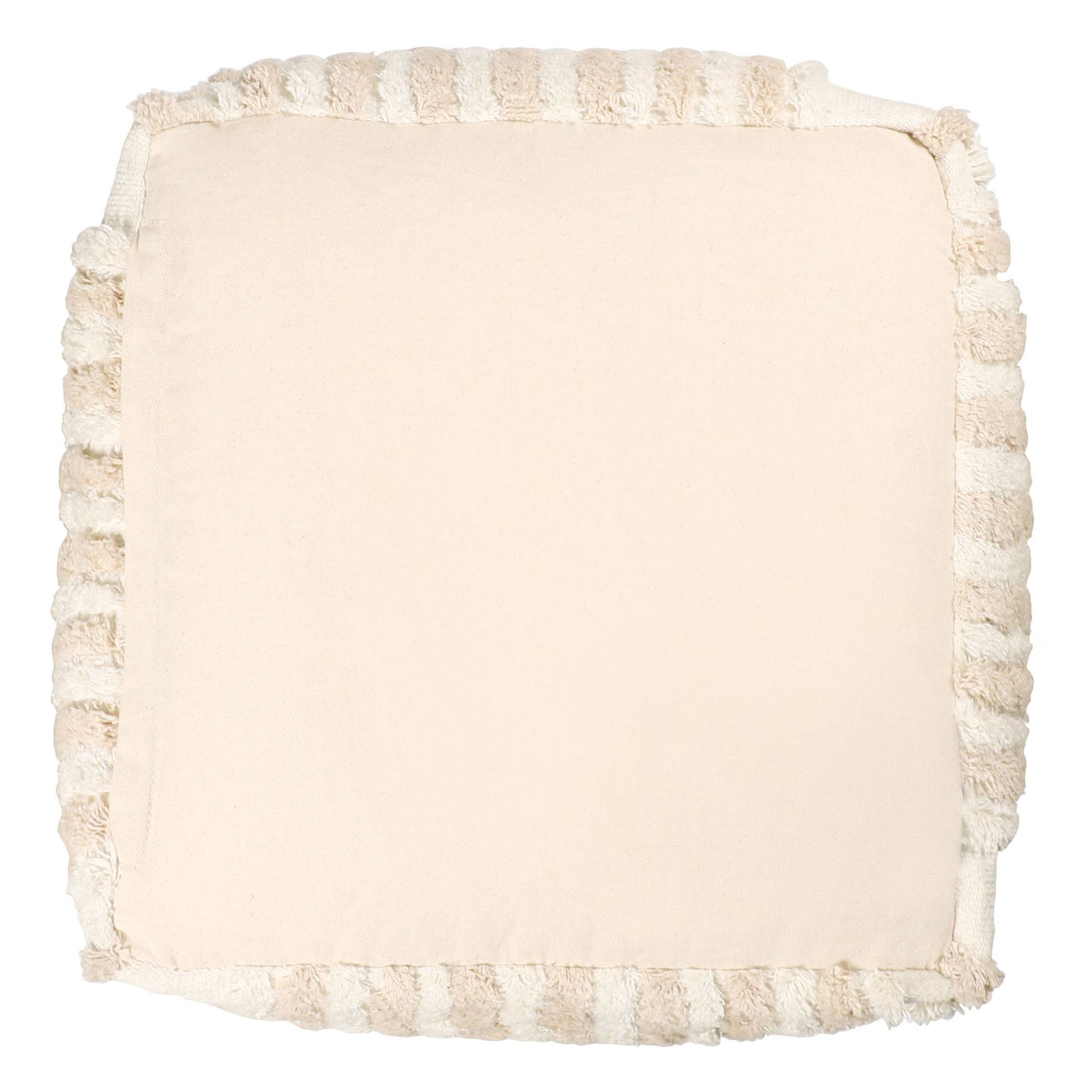 18" Beige Cotton Cube Striped Pouf Ottoman-4