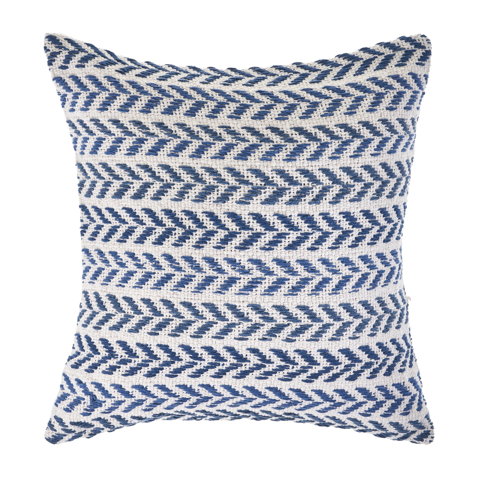 Set of Two 18" X 18" Blue Beach Chevron Cotton Zippered Pillow-0