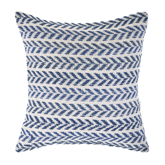 Set of Four 18" X 18" Blue Beach Chevron Cotton Zippered Pillow-0